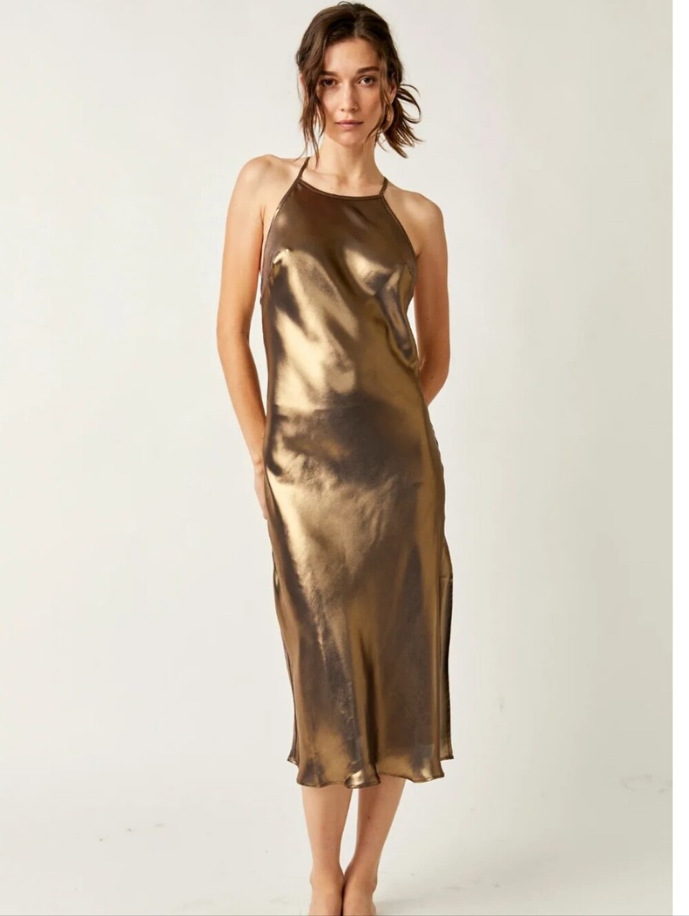 Free People Sunset Shimmer Satin Midi Slipdress - Picture 10 of 10